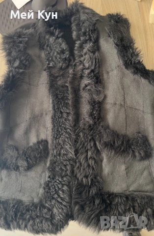 Черен елек от естествена кожа