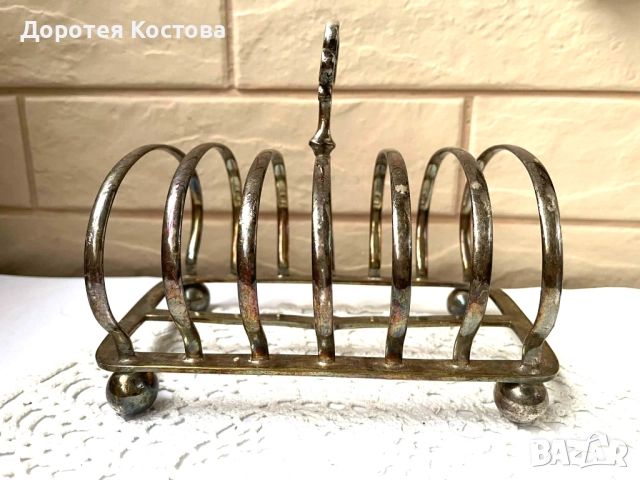 Красива посребрена поставка за 6 филийки от Англия, снимка 5 - Антикварни и старинни предмети - 52654596