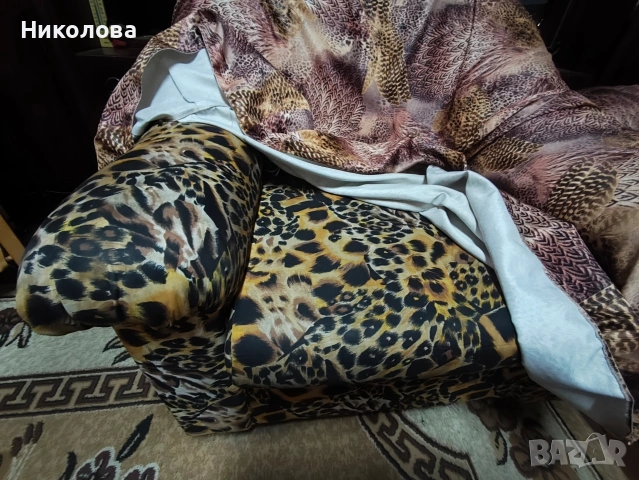 Холова гарнитура – разтегателен диван + 2 фотьойла + покривала, снимка 6 - Дивани и мека мебел - 53685242