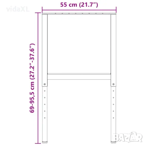 vidaXL Подвижни рамки за работна маса метал 2 бр 55x(69-95,5) см черни (SKU:147931), снимка 4 - Маси - 48410531