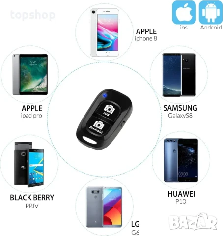Bluetooth дистанционно за телефон - за снимки и селфита, снимка 6 - Друга електроника - 50556531