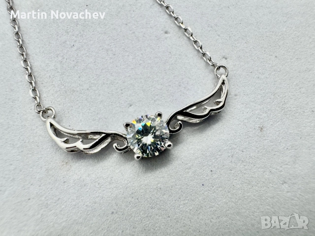 Сребърно колие с мойсанит (Диамант) 0.5 карата, снимка 10 - Колиета, медальони, синджири - 52619349