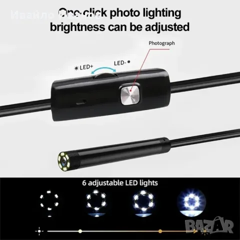 водоустойчива ендоскопска камера с лед светлина за type-c ,microUSB, USB-A, снимка 3 - Друга електроника - 50382077