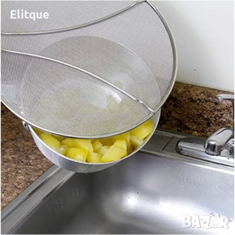 Цедка против пръски от неръждаема стомна с дръжка, 29см, снимка 4 - Други - 52901495