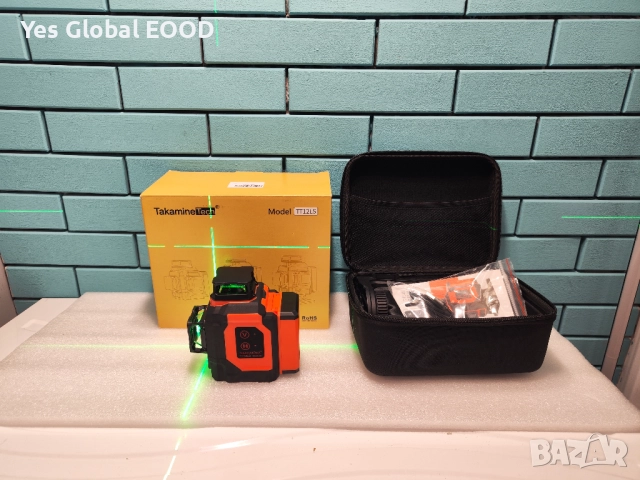 TakamineTech 3D зелен лазерен нивелир 12 линии с дистанционно, снимка 10 - Измервателни инструменти - 52332459