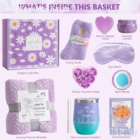 Нов Подаръчна кутия за жена релакс комплект за рожден ден и празник с одеяло термо чаша и маска, снимка 5 - Подаръци за жени - 54093976