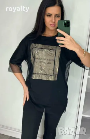 Памучни дамски тениски Два цвята , снимка 3 - Тениски - 49856462