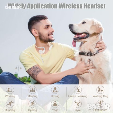 Слушалки Seflorgo Bluetooth 5.3 с отворено ухо със свалящ се магнитен шумопотискащ микрофон, бежови, снимка 4 - Bluetooth слушалки - 45607988