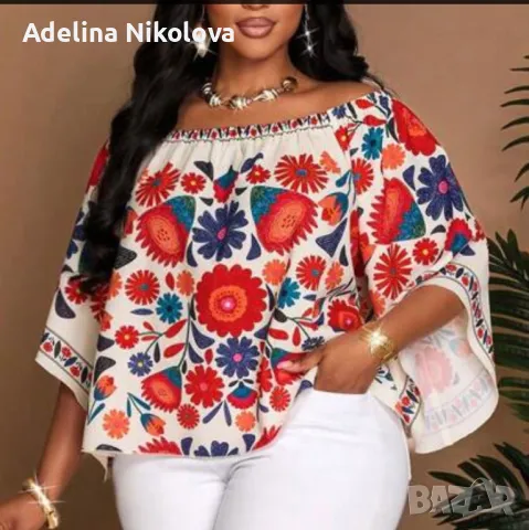 Лятна блуза с отворени рамене, снимка 5 - Корсети, бюстиета, топове - 50258391