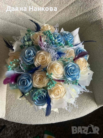 Ръчно изработена кутия със сатенени рози , снимка 4 - Декорация за дома - 53407117