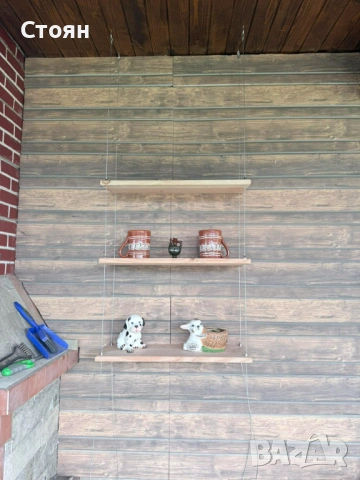 Висяща етажерка с дървени плотове , снимка 2 - Етажерки - 53563610
