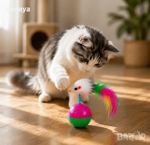 6588 Играчка за котки с мишка и топка – 10 см, снимка 5 - За котки - 54225504