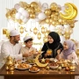 Нова украса Eid Mubarak парти сет балони конфети фолио луна/звезда фон банер, снимка 5