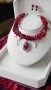 Червен комплект колие и обеци , снимка 2
