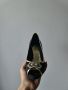 Уникални черни обувки на ток с кристали от сатен на ROBERTO ZAGO, снимка 4
