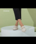 Дамски обувки с малък ток лачени с велур комбинация с естествен хастар, снимка 1