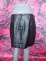 Черна къса пола с декоративни ципове от естествена кожа М, снимка 2