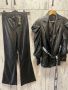 🤩 Нов кожен разкошен елегантен сет буфан ръкав  костюм от две части Caramella fashion , снимка 1 - Костюми - 45220437