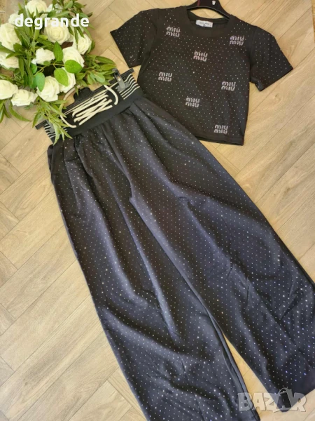 Черен дамски комплект Miu Miu 2 части, снимка 1