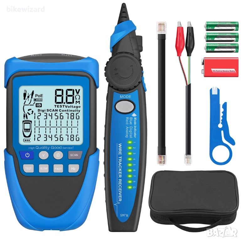 Тестер за мрежови кабели с многофункционален LCD дисплей, POE/RJ45 – Локатор НОВО, снимка 1