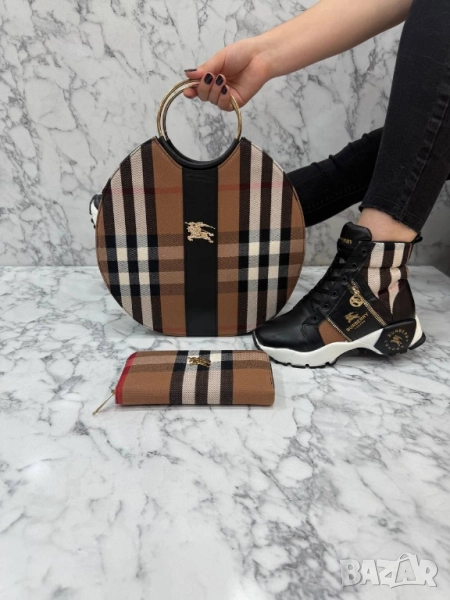 дамски комплект маратонки, чанта и портмоне Burberry , снимка 1