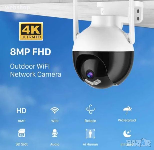 Високо-технологична Wifi/LAN камера за видеонаблюдение с 8MP резолюция, ICSEE, снимка 1