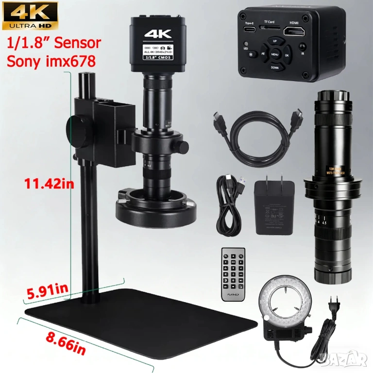 4K 30FPS 2K 60FPS дигитална камера пълен комплект с IMX678 CCD HDMI USB 4K видео камера за микроскоп, снимка 1