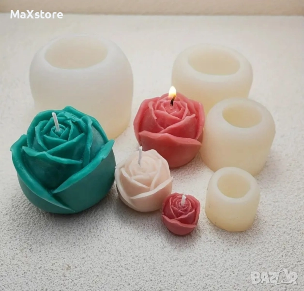 3D 4 размера роза рози пъпка Силиконов молд форма за свещи гипс сапун смола фондан , снимка 1