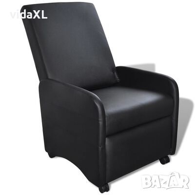 vidaXL Сгъваем фотьойл, черен, изкуствена кожа（SKU:241681, снимка 1