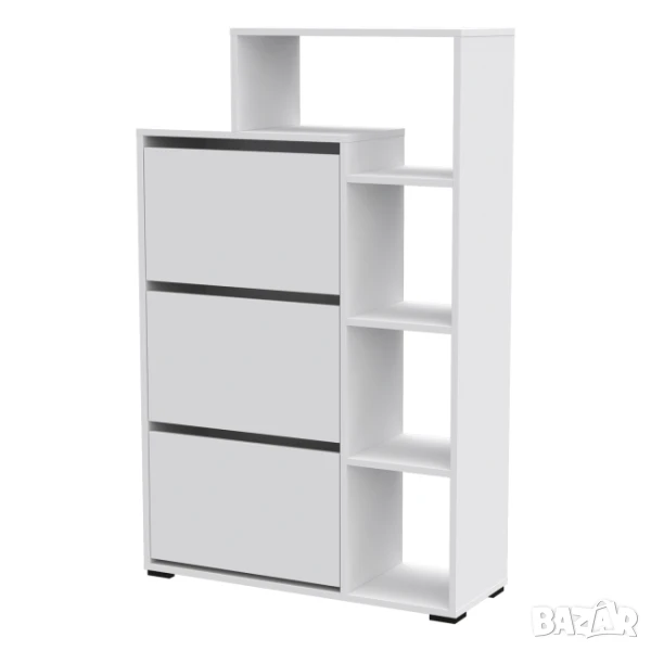 Шкаф за обувки бял с етажерка , снимка 1