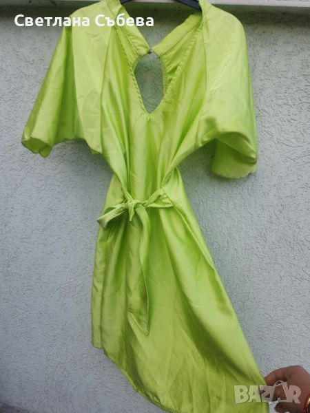 Зелена рокля сатен, снимка 1