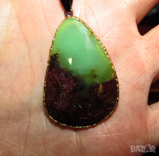 925 сребърно колие с хризопрас, подходящо за подарък , снимка 1