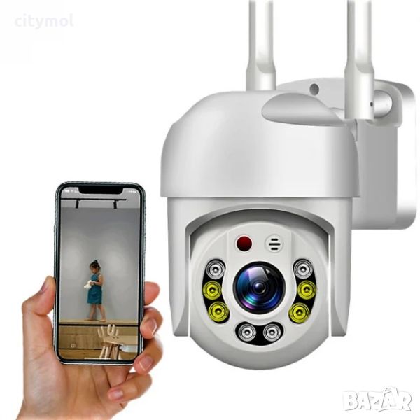 8 Mpx WiFi безжична IP камера с нощно виждане, 360°,  Full HD, слот за карта, снимка 1