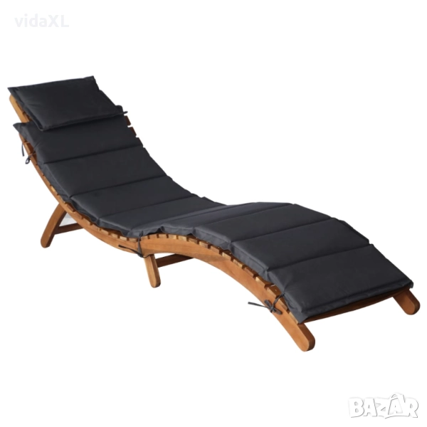 vidaXL Шезлонг с възглавница, акация масив, тъмносив(SKU:46651), снимка 1