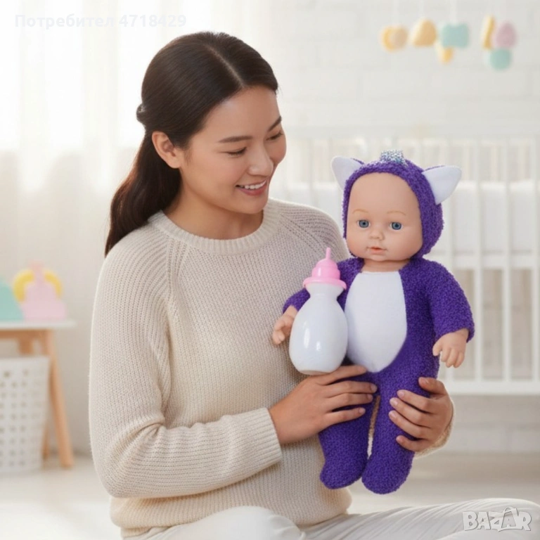 Интерактивна кукла бебе с костюм на животно – говори, смее се и плаче (30 см), снимка 1
