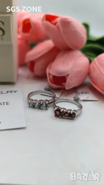 Необичаен Сребърен Пръстен с Топаз/Гранат💍, снимка 1