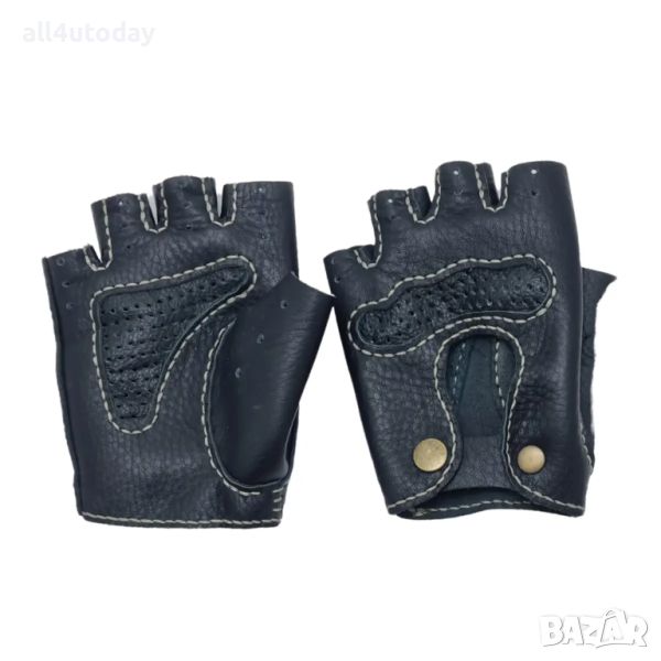 №4656 Кожени ръкавици без пръсти ръчна изработка, снимка 1