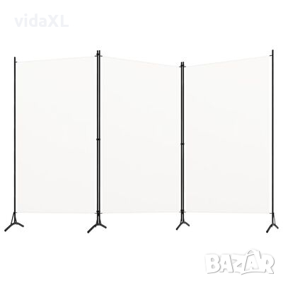 vidaXL Параван за стая, 3 панела, бял, 260x180 см, плат（SKU:320731, снимка 1