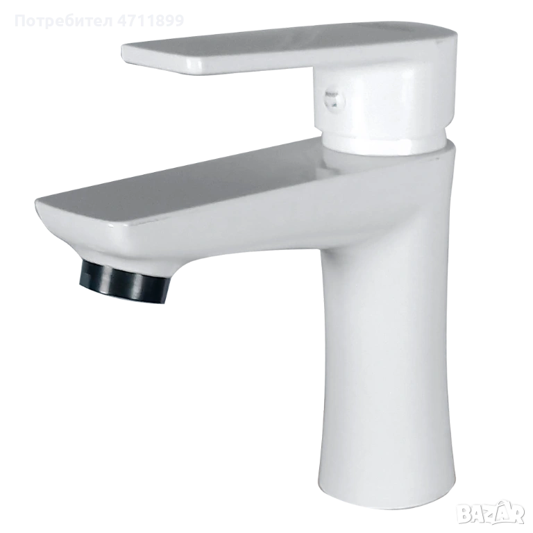 Пластмасов кран за умивалник Fokus бяло, капка, дърво., снимка 1