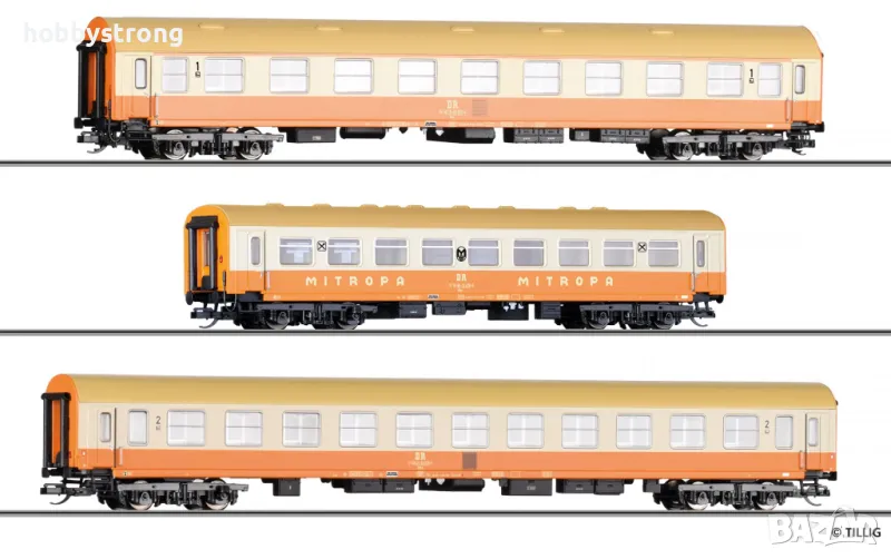 Комплект три пътнически вагона "Städteexpress" DR TT 1:120 Tillig 01805, снимка 1