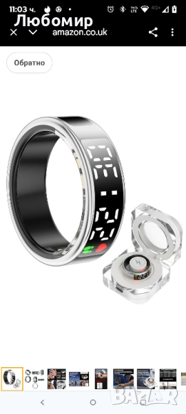 Смарт пръстен за проследяване на здравето с LED дисплей, носимо устройство за сън , снимка 1