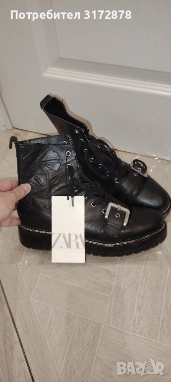 Боти Zara от естествена кожа , снимка 1