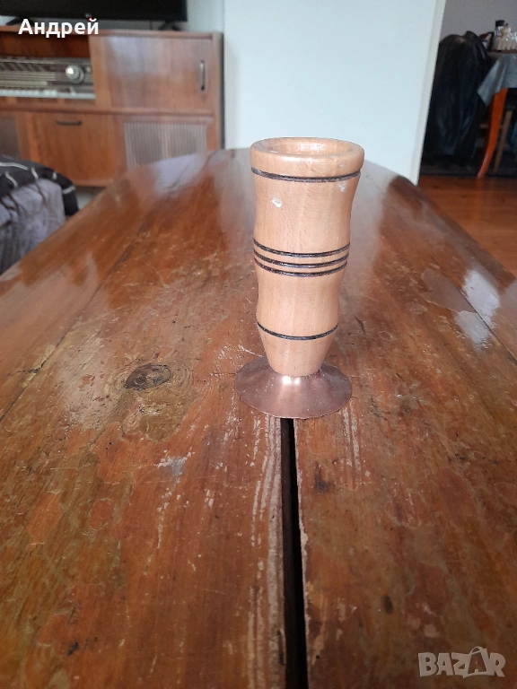 Стара дървена ваза, снимка 1