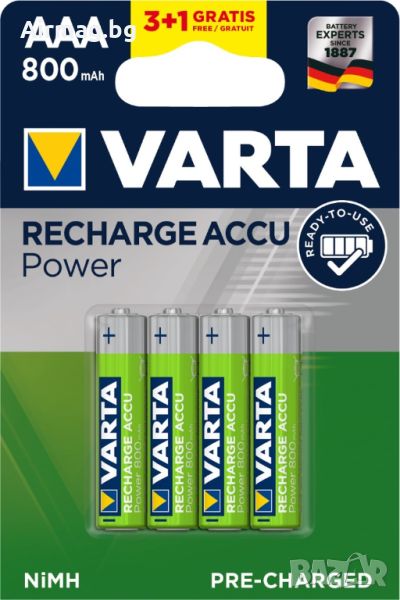 Батерии Varta 56703 Ready2Use AAA 800mAh 4бр. блистер, снимка 1