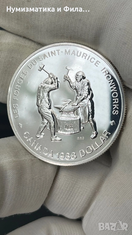Сребърна монета Канада 1 долар 1988 година, снимка 1