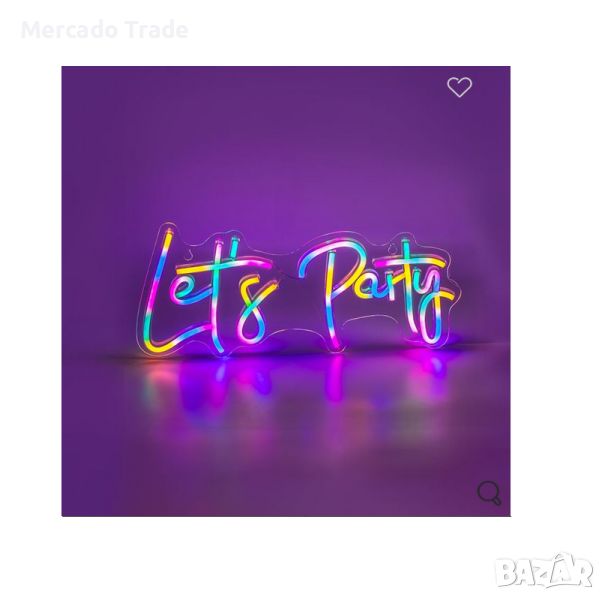 Светещ панел Mercado Trade, LED, Неонов "Let's Party", снимка 1