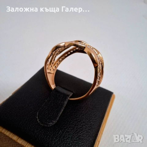 Златен пръстен с фианити, 5,28г – елегантност и блясък, снимка 4 - Пръстени - 54216442