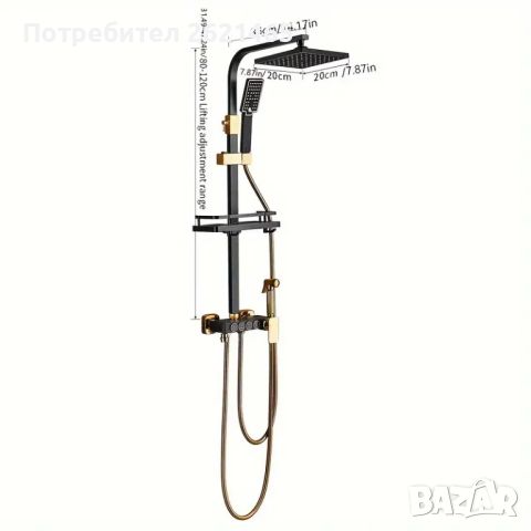 Луксозна Душ система със смесител за баня в черно и златно, снимка 5 - Душове - 46448789
