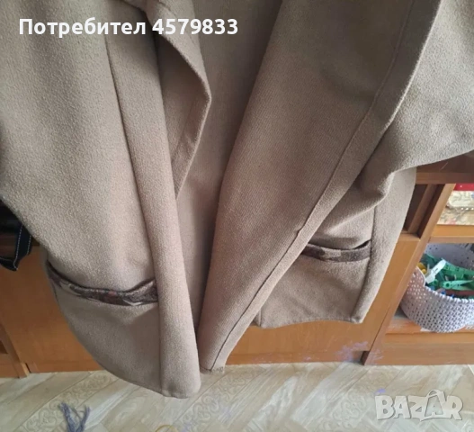 Дамско кафяво палто с 3-4 ръкав, снимка 2 - Якета - 53452445