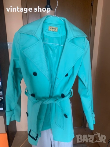 Дамски тренч( шлифер) в цвят мента с мляко, снимка 9 - Шлифери - 53882046